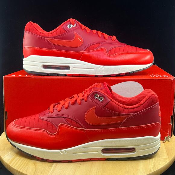 Nike Air Max 1 Men's Sz 12 Shoes HQ3607 687 Gym Red/University Red/Light Crimson - Picture 1 of 10